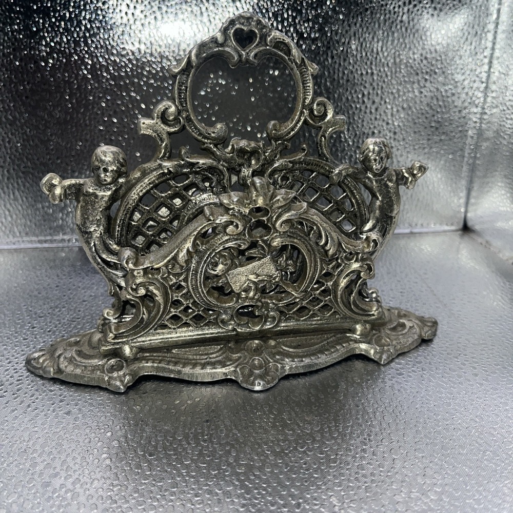 ORNATE CAST IRON REPRODUCTION VICTORIAN LETTER HOLDER